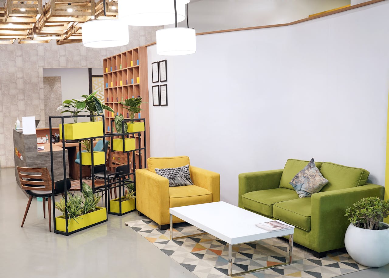 Crafting Captivating Headlines: Your awesome post title goes here Bright modern living room featuring green and yellow furnishings, perfect for a contemporary home or office space.